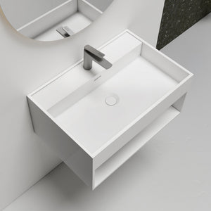 24 Inch MonBlari Solid Surface Vessel Bowl Sink Bathroom Sink-XA-G72-LeftTopView