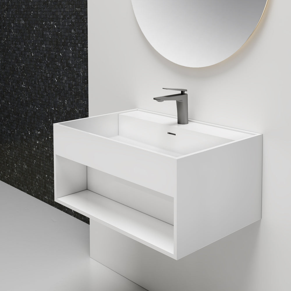 24 Inch MonBlari Solid Surface Vessel Bowl Sink Bathroom Sink-XA-G72-FrontView