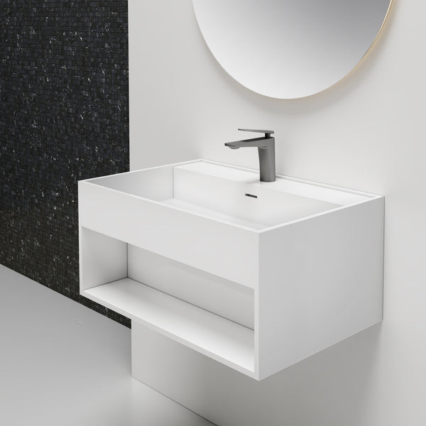 24 Inch MonBlari Solid Surface Vessel Bowl Sink Bathroom Sink-XA-G72-RightView