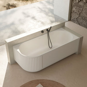 MonBlari Solid Surface Back to Wall Bathtub XR-7003-MW-SideTop