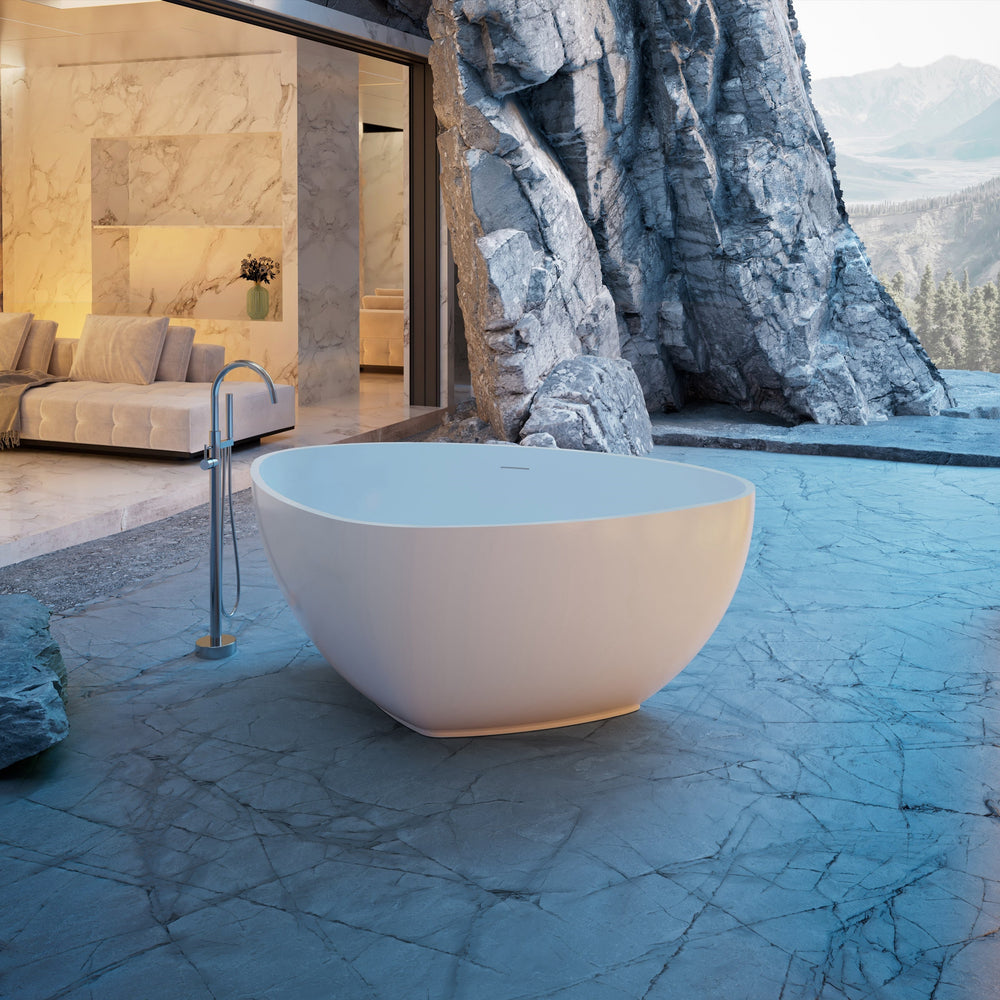 59 Inch MonBlari Solid Surface Freestanding Bathtub XR-7901-MW XR7901MW-FrontView