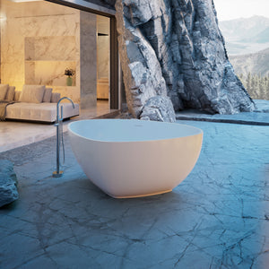 59 Inch MonBlari Solid Surface Freestanding Bathtub XR-7901-MW XR7901MW-SideView