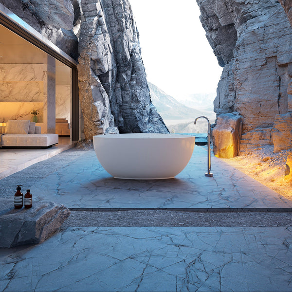 59 Inch MonBlari Solid Surface Freestanding Bathtub XR-7901-MW XR7901MW-FrontView