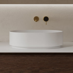 MonBlari Solid Surface Vessel Bowl Sink Bathroom Sink XR-A001-MW-FrontView