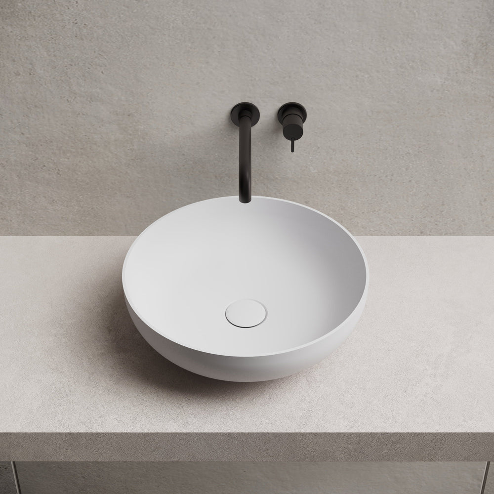 15.7 Inch MonBlari Solid Surface Vessel Bowl Sink Bathroom Sink XR-A002-FrontView