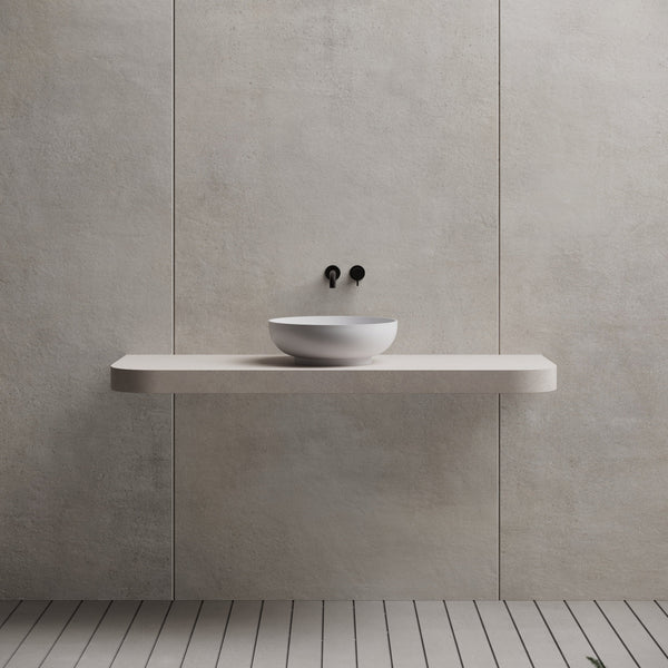 15.7 Inch MonBlari Solid Surface Vessel Bowl Sink Bathroom Sink XR-A002-FrontView