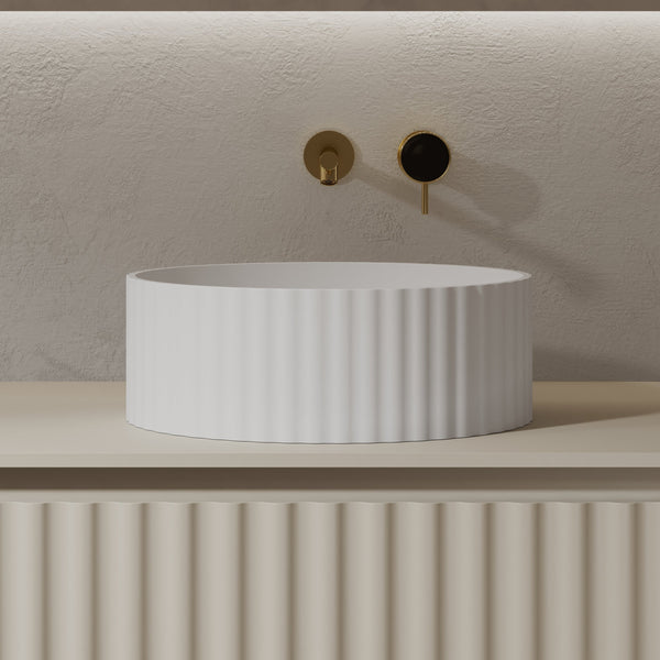 MonBlari Solid Surface Vessel Bowl Sink Bathroom Sink XR-A005-MW-FrontView