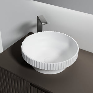 MonBlari Solid Surface Vessel Bowl Sink Bathroom Sink XR-A009-MW-SideTop