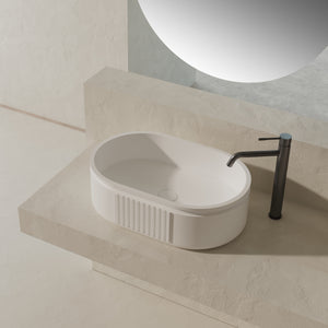 MonBlari Solid Surface Vessel Bowl Sink Bathroom Sink XR-A701-MW-SideTop