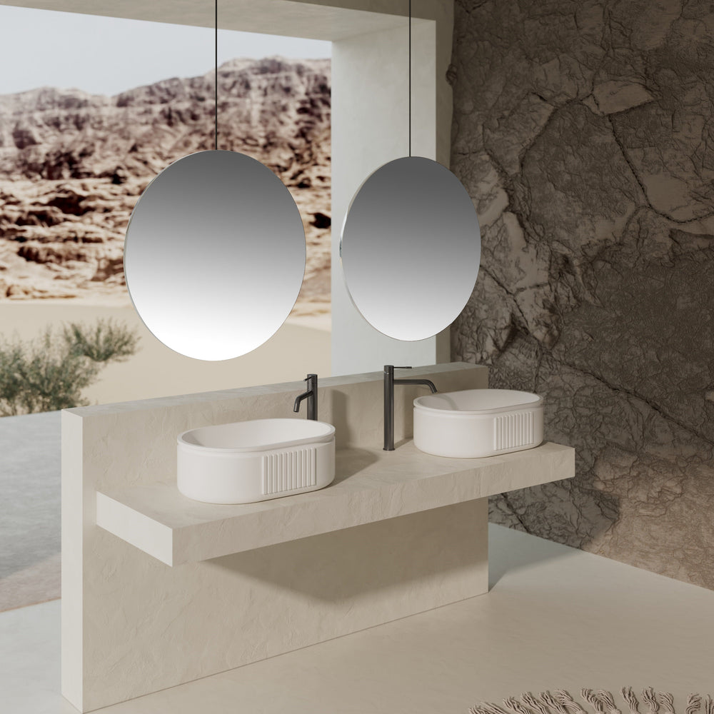 MonBlari Solid Surface Vessel Bowl Sink Bathroom Sink XR-A701-MW-FrontView