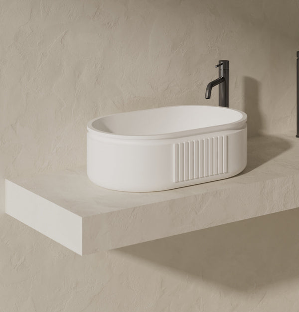 MonBlari Solid Surface Vessel Bowl Sink Bathroom Sink XR-A701-MW-SideView