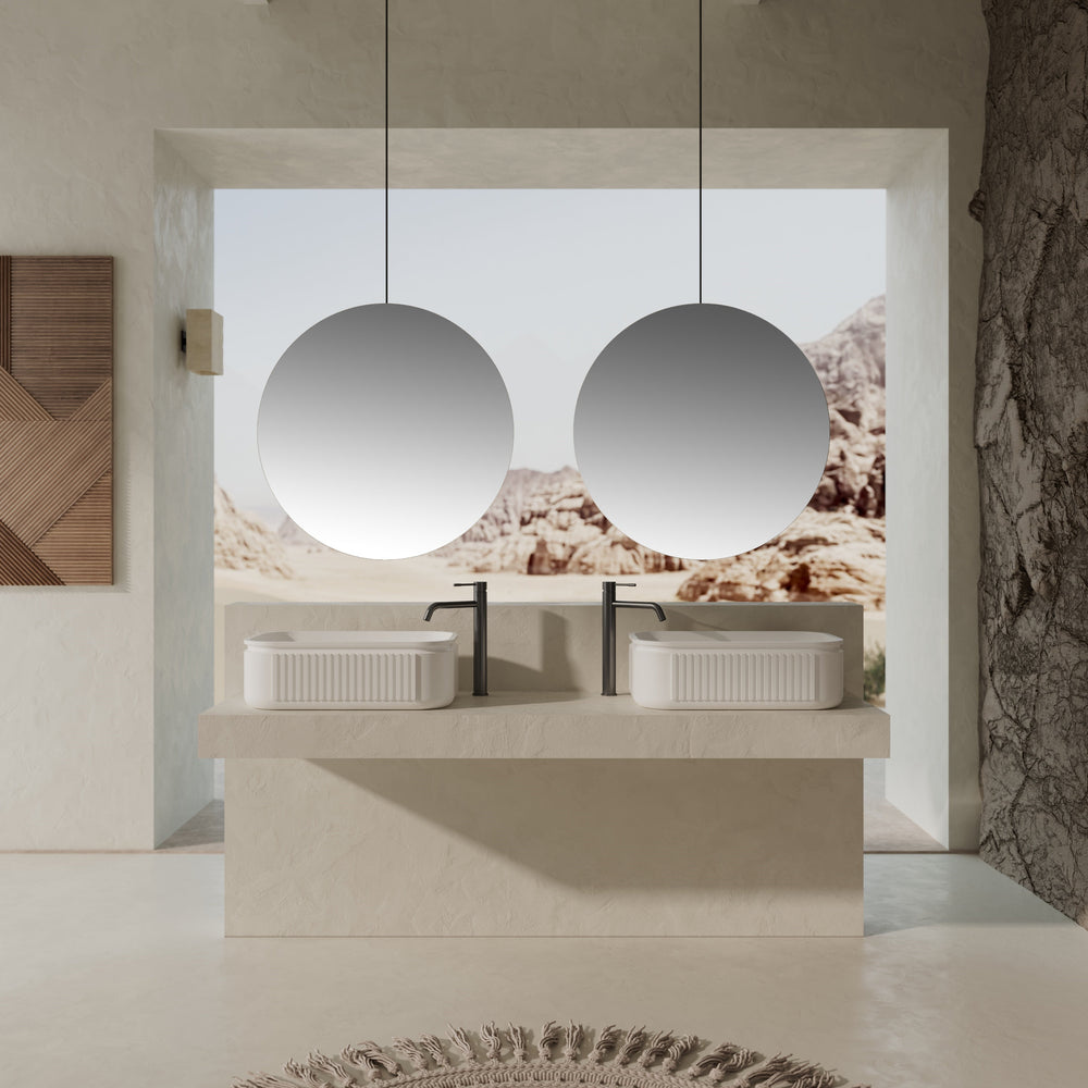 MonBlari Solid Surface Vessel Bowl Sink Bathroom Sink XR-A702-MW-FrontView