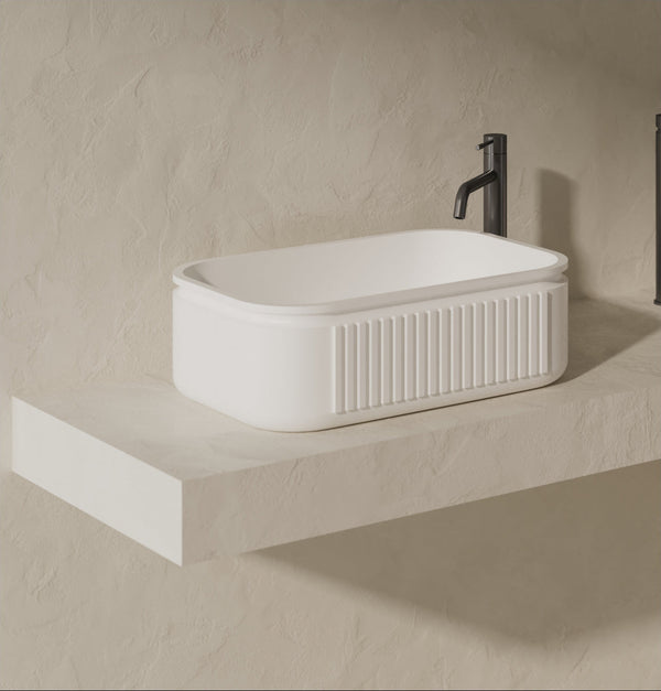 MonBlari Solid Surface Vessel Bowl Sink Bathroom Sink XR-A702-MW-sideView