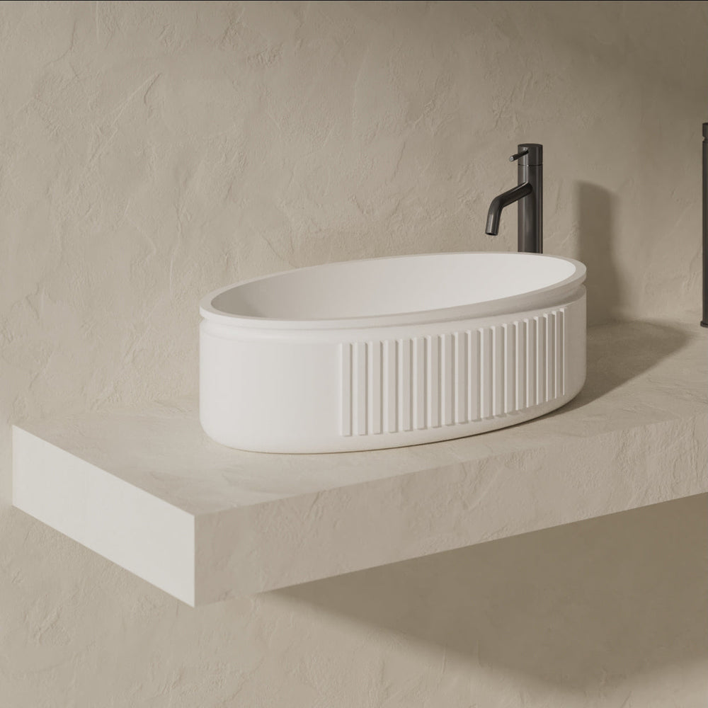 MonBlari Solid Surface Vessel Bowl Sink Bathroom Sink XR-A708-MW-FrontView