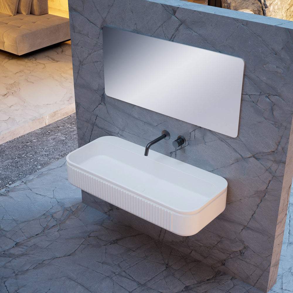 39 Inch MonBlari Solid Surface Vessel Bowl Sink Bathroom Sink-XR-G701-1-FrontView