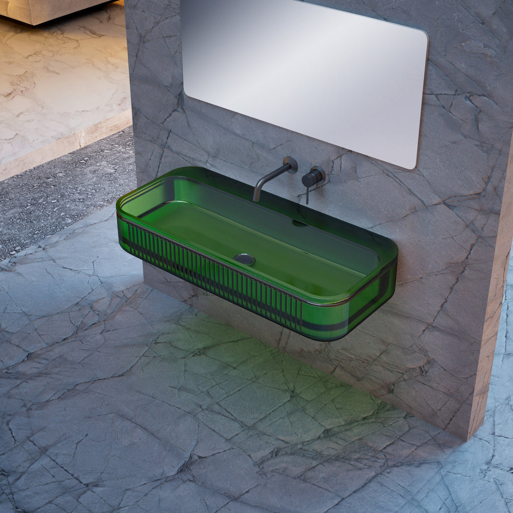 39 Inch MonBlari Solid Surface Vessel Bowl Sink Bathroom Sink XRG701T1GN-FrontView