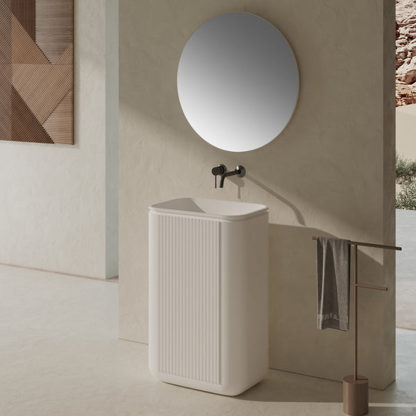 23 Inch MonBlari Solid Surface Vessel Bowl Sink Pedestal Sink XRZ702MW-RigthSideView