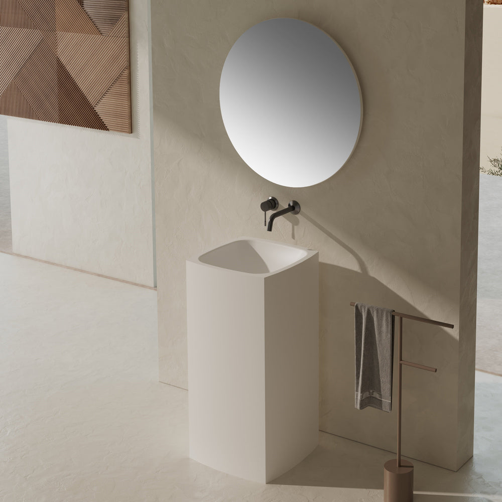 18 Inch MonBlari Solid Surface Vessel Bowl Sink Pedestal Sink XRZ801MW-FrontView