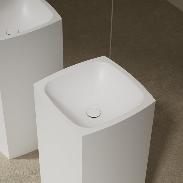 18 Inch MonBlari Solid Surface Vessel Bowl Sink Pedestal Sink XRZ801MW-CloseUp