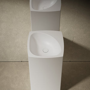 18 Inch MonBlari Solid Surface Vessel Bowl Sink Pedestal Sink XRZ802MW-FrontTopView