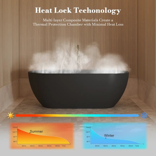 MonBlari XY-1001 Black Acrylic Freestanding Bathtub 1500mm - 1700mm