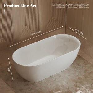 MonBlari XY-1001 White Acrylic Freestanding Bathtub 1500mm - 1700mm