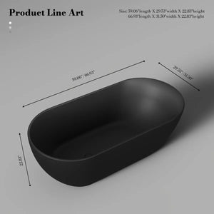 MonBlari XY-1001 Black Acrylic Freestanding Bathtub 1500mm - 1700mm