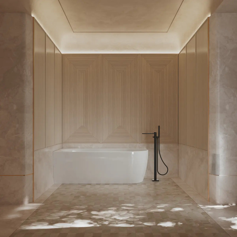 MonBlari XY-1003L White Acrylic Corner Bathtub 1500mm - 1700mm