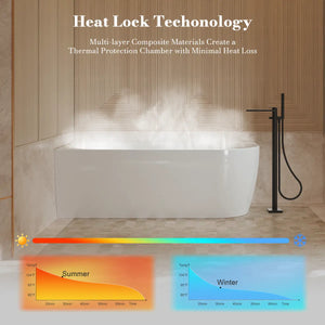 MonBlari XY-1003L White Acrylic Corner Bathtub 1500mm - 1700mm