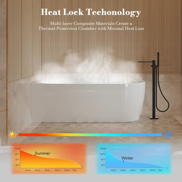 MonBlari XY-1003L White Acrylic Corner Bathtub 1500mm - 1700mm