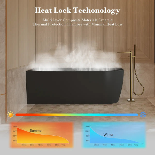 MonBlari XY-1003L Black Acrylic Corner Bathtub 1500mm - 1700mm