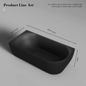 MonBlari XY-1003L Black Acrylic Corner Bathtub 1500mm - 1700mm