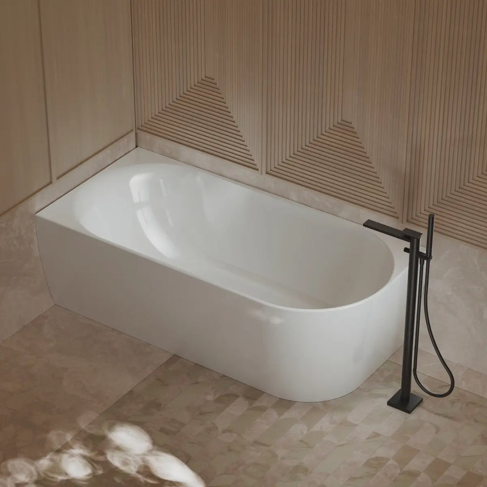 MonBlari XY-1003L White Acrylic Corner Bathtub 1500mm - 1700mm