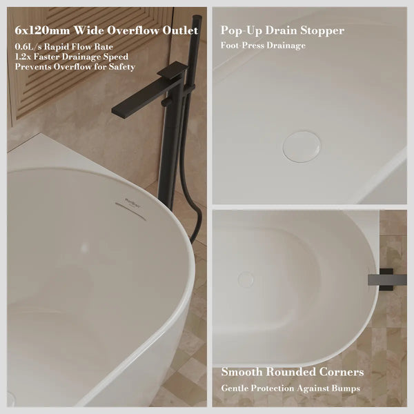 MonBlari XY-1003L White Acrylic Corner Bathtub 1500mm - 1700mm