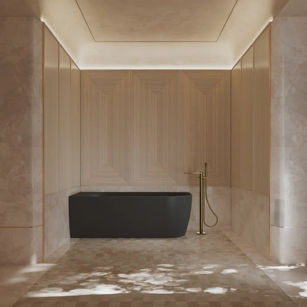 MonBlari XY-1003L Black Acrylic Corner Bathtub 1500mm - 1700mm
