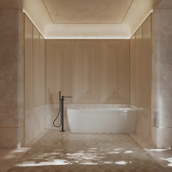 MonBlari XY-1003R White Acrylic Corner Bathtub 1500mm - 1700mm
