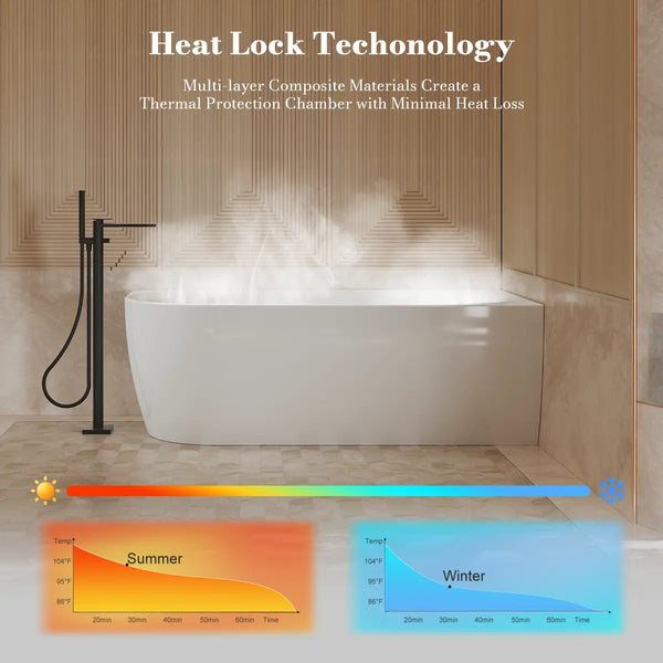 MonBlari XY-1003R White Acrylic Corner Bathtub 1500mm - 1700mm
