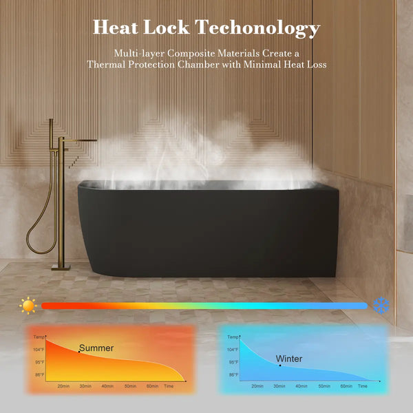MonBlari XY-1003R Black Acrylic Corner Bathtub 1500mm - 1700mm
