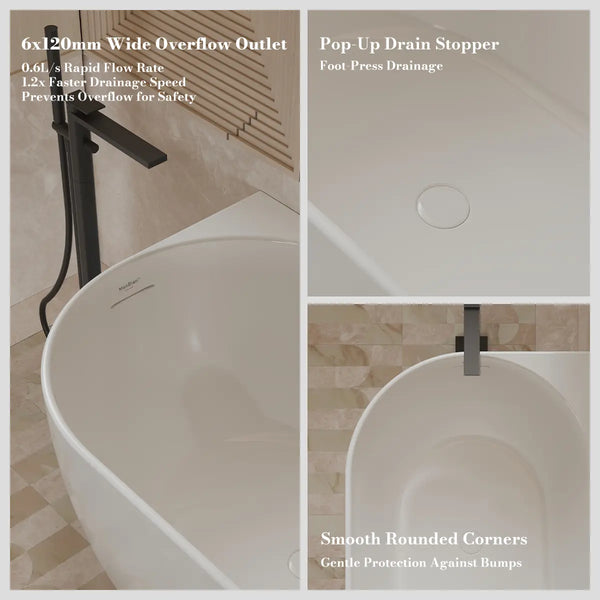 MonBlari XY-1003R White Acrylic Corner Bathtub 1500mm - 1700mm