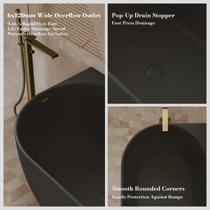 MonBlari XY-1003R Black Acrylic Corner Bathtub 1500mm - 1700mm