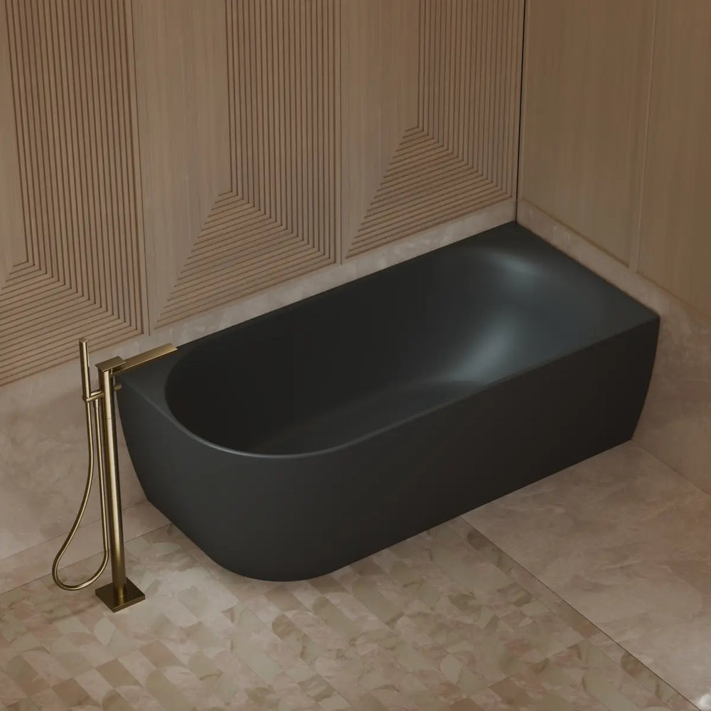 MonBlari XY-1003R Black Acrylic Corner Bathtub 1500mm - 1700mm