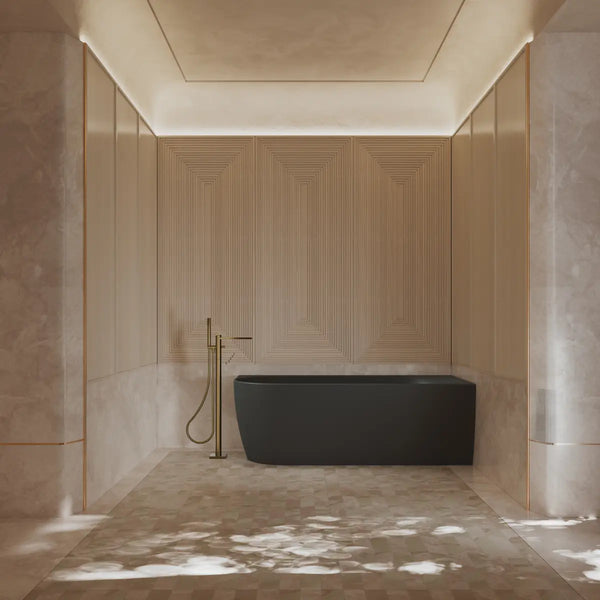 MonBlari XY-1003R Black Acrylic Corner Bathtub 1500mm - 1700mm