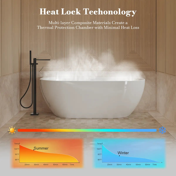 MonBlari XY-1006 White Acrylic Back-to-Wall Bathtub 1500mm - 1700mm
