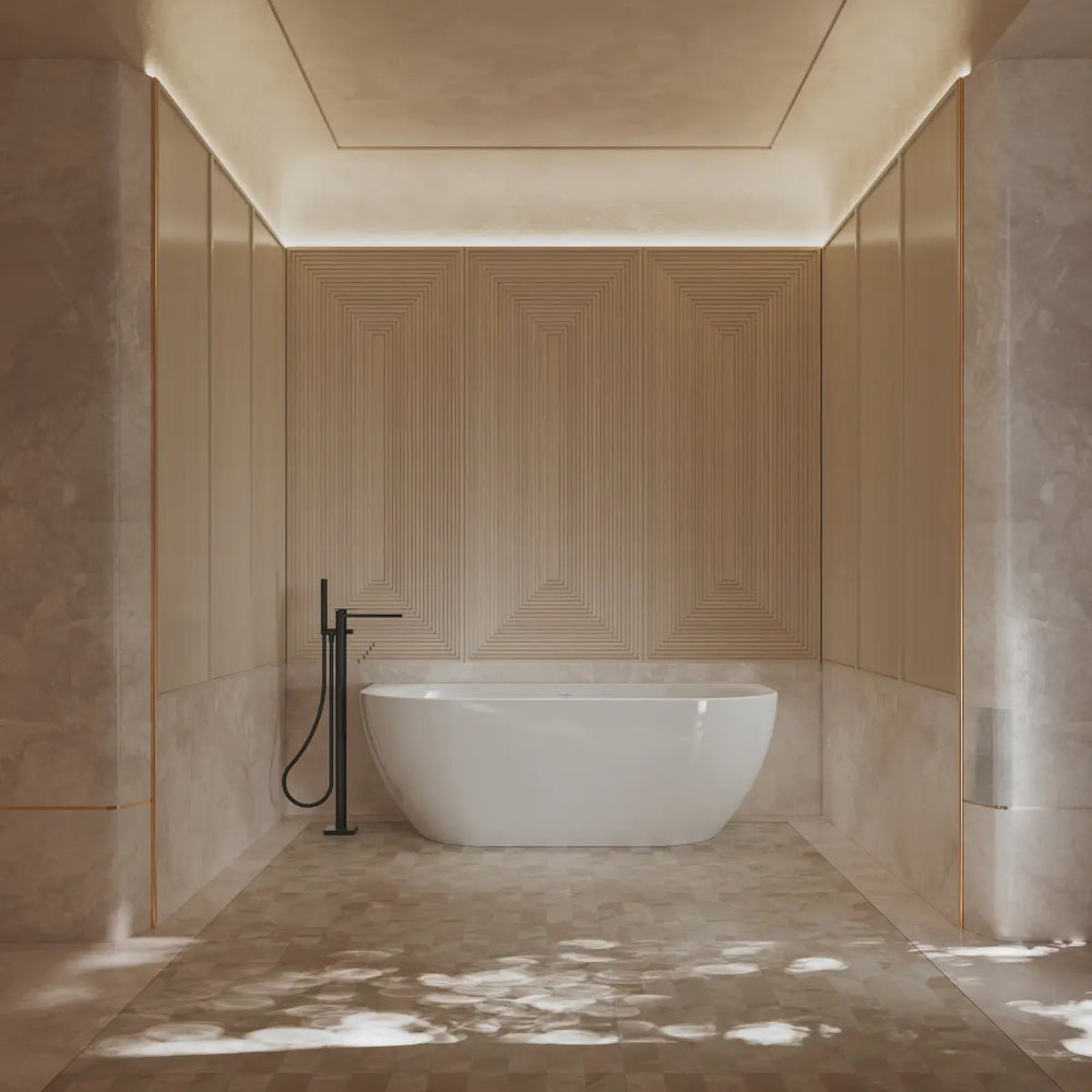 MonBlari XY-1006 White Acrylic Back-to-Wall Bathtub 1500mm - 1700mm