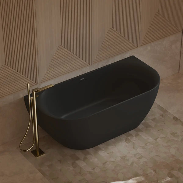 MonBlari XY-1006 Black Acrylic Back-to-Wall Bathtub 1500mm - 1700mm