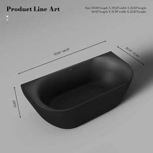 MonBlari XY-1006 Black Acrylic Back-to-Wall Bathtub 1500mm - 1700mm