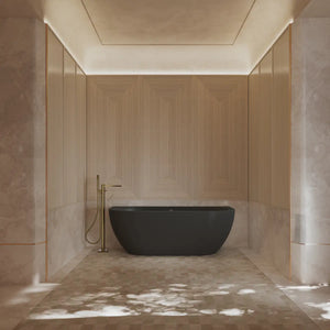 MonBlari XY-1006 Black Acrylic Back-to-Wall Bathtub 1500mm - 1700mm