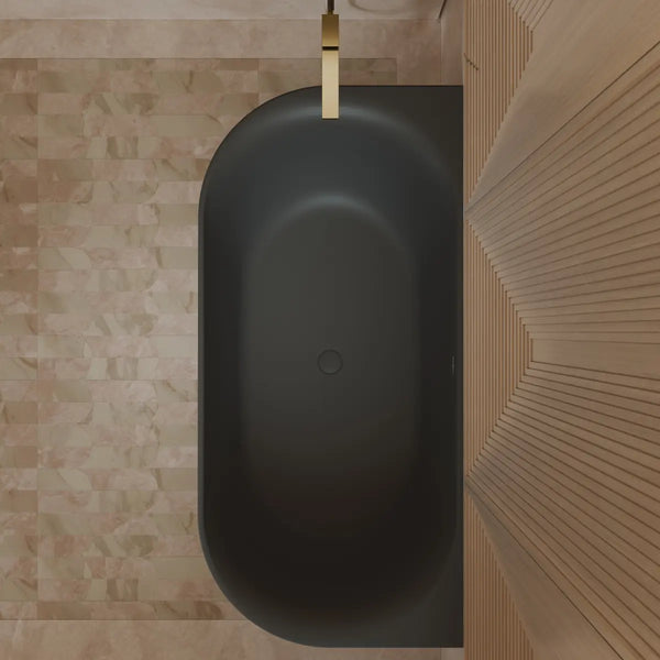 MonBlari XY-1006 Black Acrylic Back-to-Wall Bathtub 1500mm - 1700mm