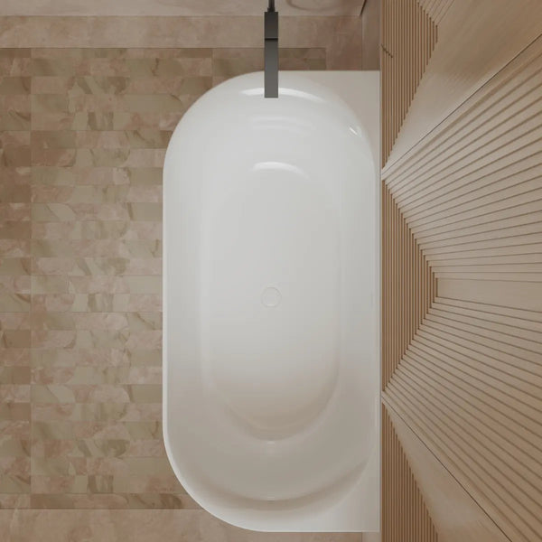 MonBlari XY-1006 White Acrylic Back-to-Wall Bathtub 1500mm - 1700mm