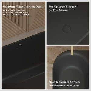 MonBlari XY-1006 Black Acrylic Back-to-Wall Bathtub 1500mm - 1700mm